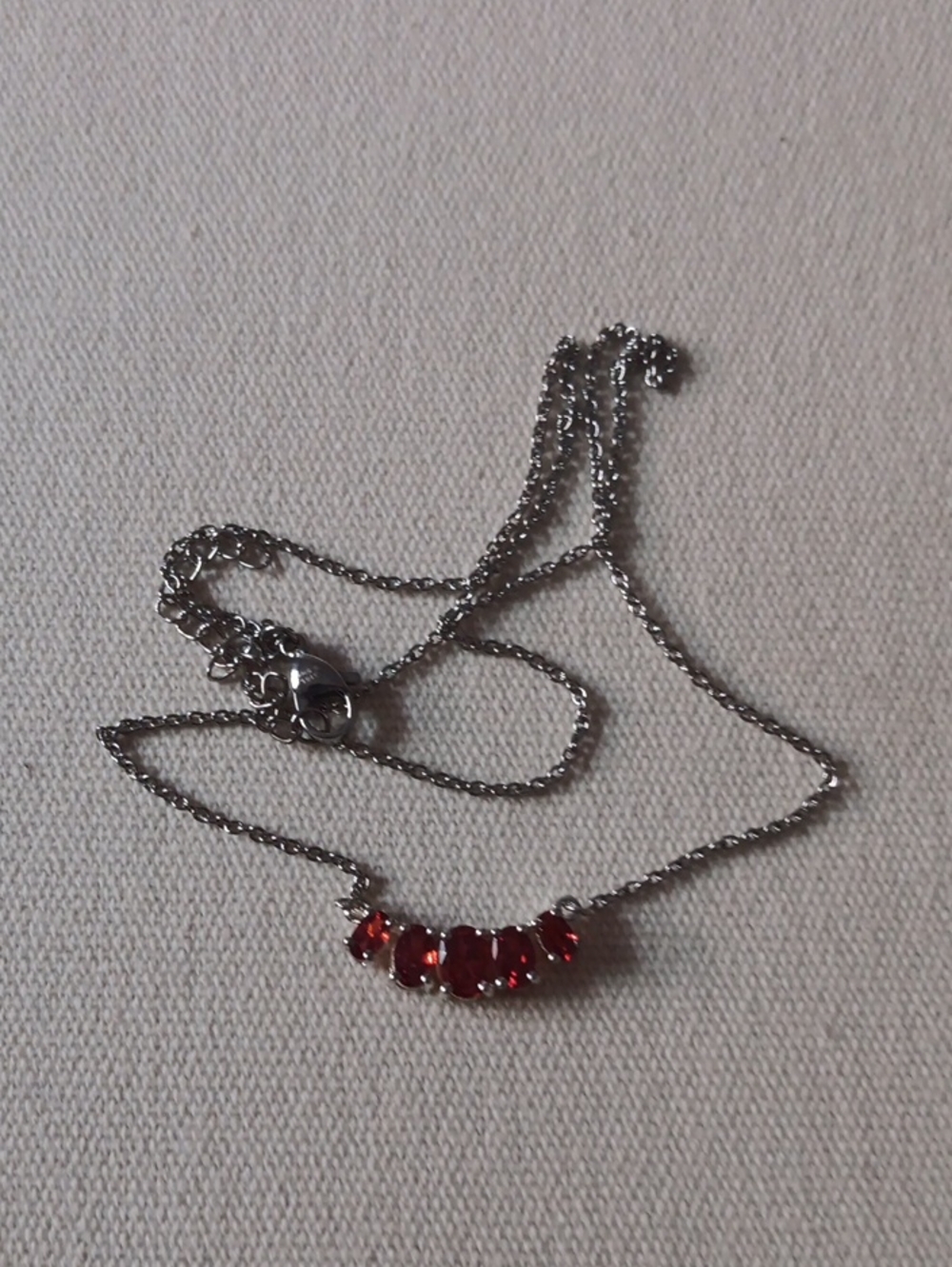 D'Joy Simulated Garnet Color Diamond Necklace 18-20 Inches in Sterling Silver